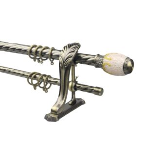 Luxury 28mm+19mm diameter stainless steel curtain rod with resin finial